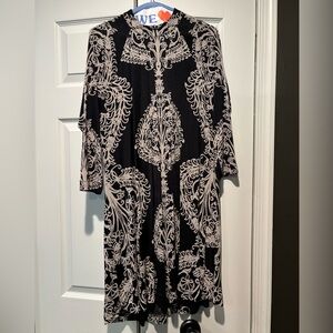 whimsigoth Free People Black and White Long Sleeve Dress